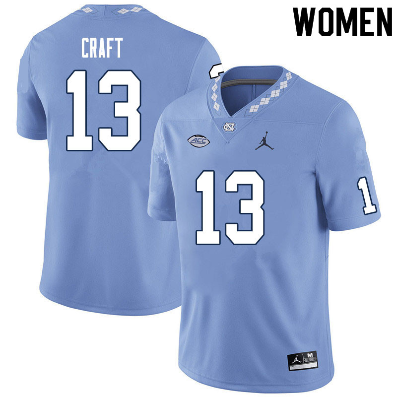 Women #13 Tylee Craft North Carolina Tar Heels College Football Jerseys Sale-Carolina Blue